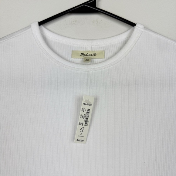 Madewell Drapey Ribbed Buttery Soft Short Sleeve Tee White Size XS NWT - Picture 6 of 9